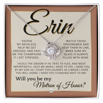 Matron of Honor Proposal Gift, Custom Name, Be My MOH Gift From Bride, Need You, Wedding Party , Terracotta, Rust And Gold Wedding Theme - Jewelry - Personalized Gift