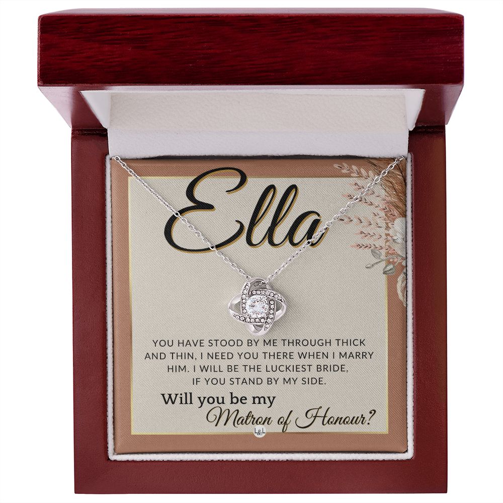 Matron of Honour Proposal Gift, Custom Name- Be My MOH Gift From Bride- Through Thick and Thin , Terracotta, Rust And Gold Wedding Theme - Jewelry - Personalized Gift
