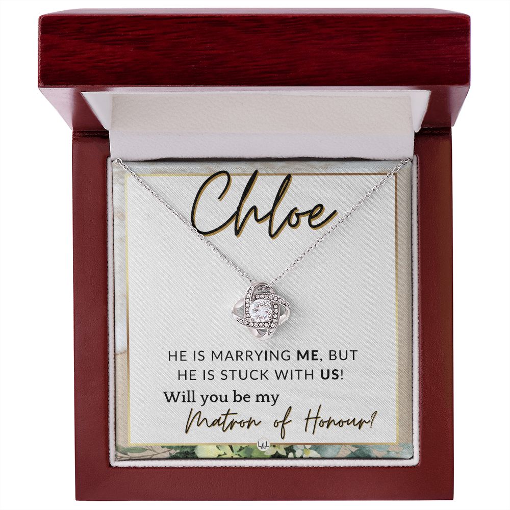 Matron of Honour Proposal Gift, Custom Name - Unique Be My MOH Gift From Bride - Stuck With Us , Beach and Destination Wedding Theme - Jewelry - Personalized Gift