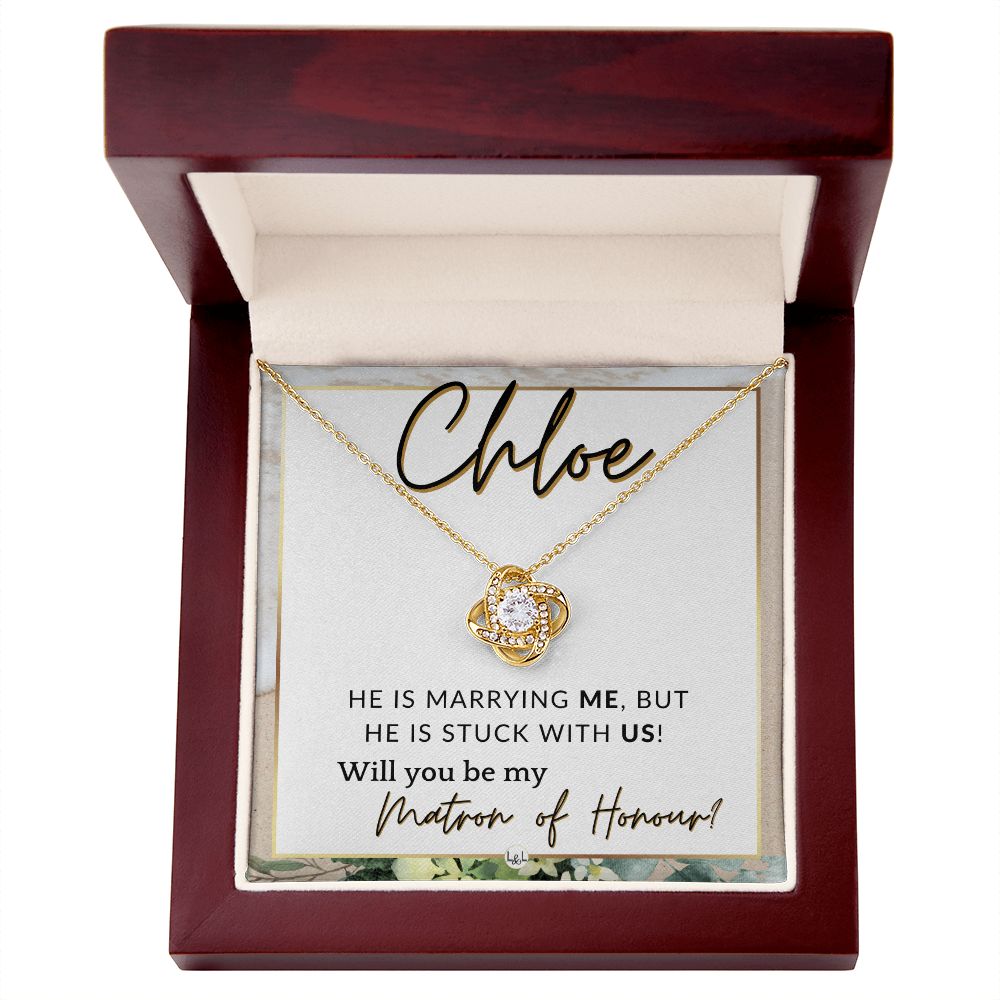 Matron of Honour Proposal Gift, Custom Name - Unique Be My MOH Gift From Bride - Stuck With Us , Beach and Destination Wedding Theme - Jewelry - Personalized Gift