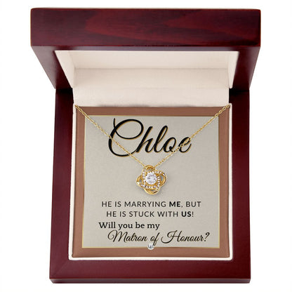 Matron of Honour Proposal Gift, Custom Name - Unique Be My MOH Gift From Bride - Stuck With Us , Terracotta, Rust And Gold Wedding Theme - Jewelry - Personalized Gift