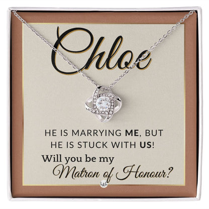 Matron of Honour Proposal Gift, Custom Name - Unique Be My MOH Gift From Bride - Stuck With Us , Terracotta, Rust And Gold Wedding Theme - Jewelry - Personalized Gift