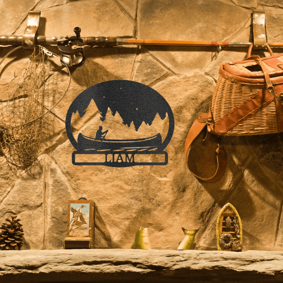 Midnight Rowing - Custom Metal Sign - Lake Life, Canoeing Sign, Fishing Sign, River Sign