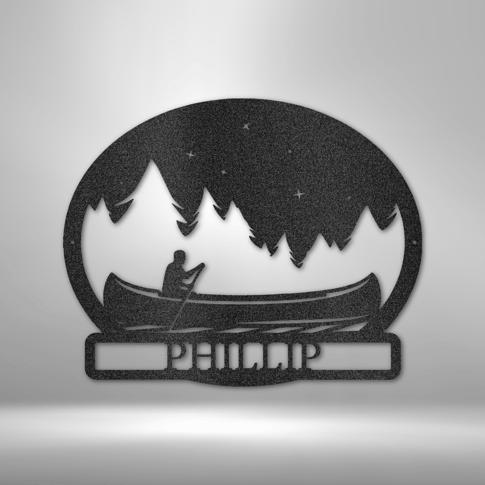 Midnight Rowing - Custom Metal Sign - Lake Life, Canoeing Sign, Fishing Sign, River Sign