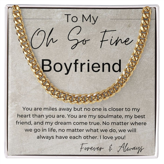 Miles Apart - Gift for Long Distance Boyfriend - Long Distance Relationship Gift - Linked Chain Necklace - Jewelry - Personalized Gift