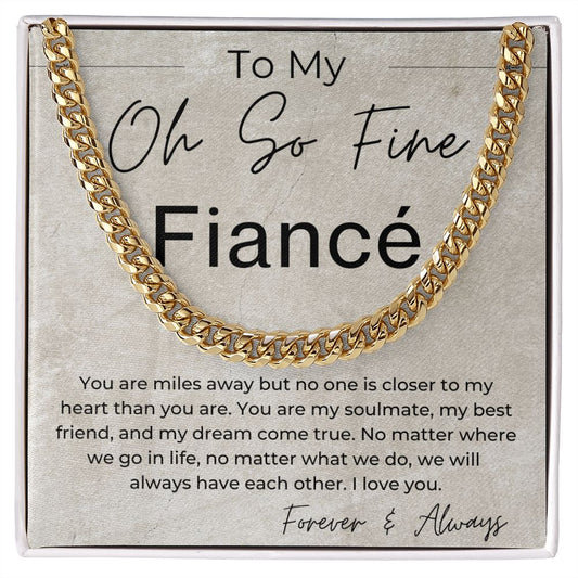 Miles Apart - Gift for Long Distance Fiancé, Gift for My Groom - Long Distance Relationship Gift - Linked Chain Necklace - Jewelry - Personalized Gift