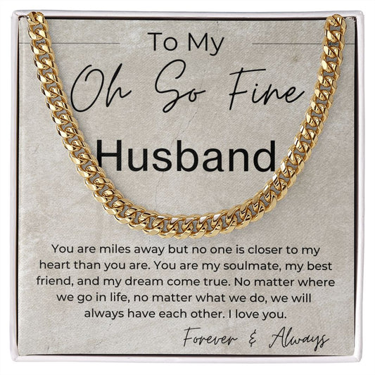 Miles Apart - Gift for Long Distance Husband - Long Distance Relationship Gift - Linked Chain Necklace - Jewelry - Personalized Gift