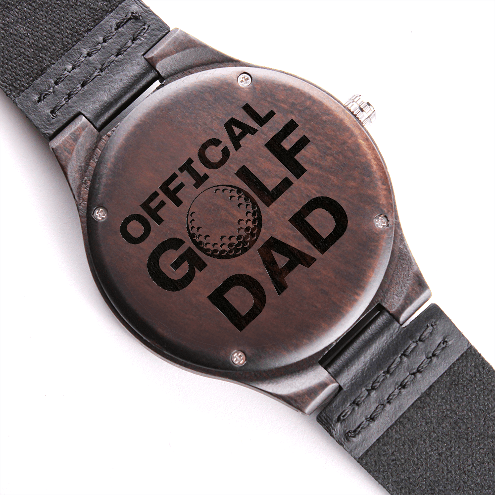 Watch for New Dad - Official Golf Dad - Golf Gifts for Men - Engraved Wooden Watch with Leather Band