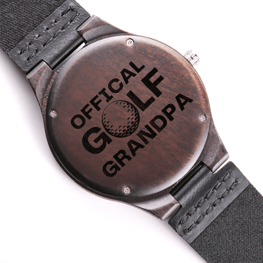 Official Golf Grandpa - Engraved Wooden Watch with Leather Band - Gift for Grandpa - Watches - Personalized Gift