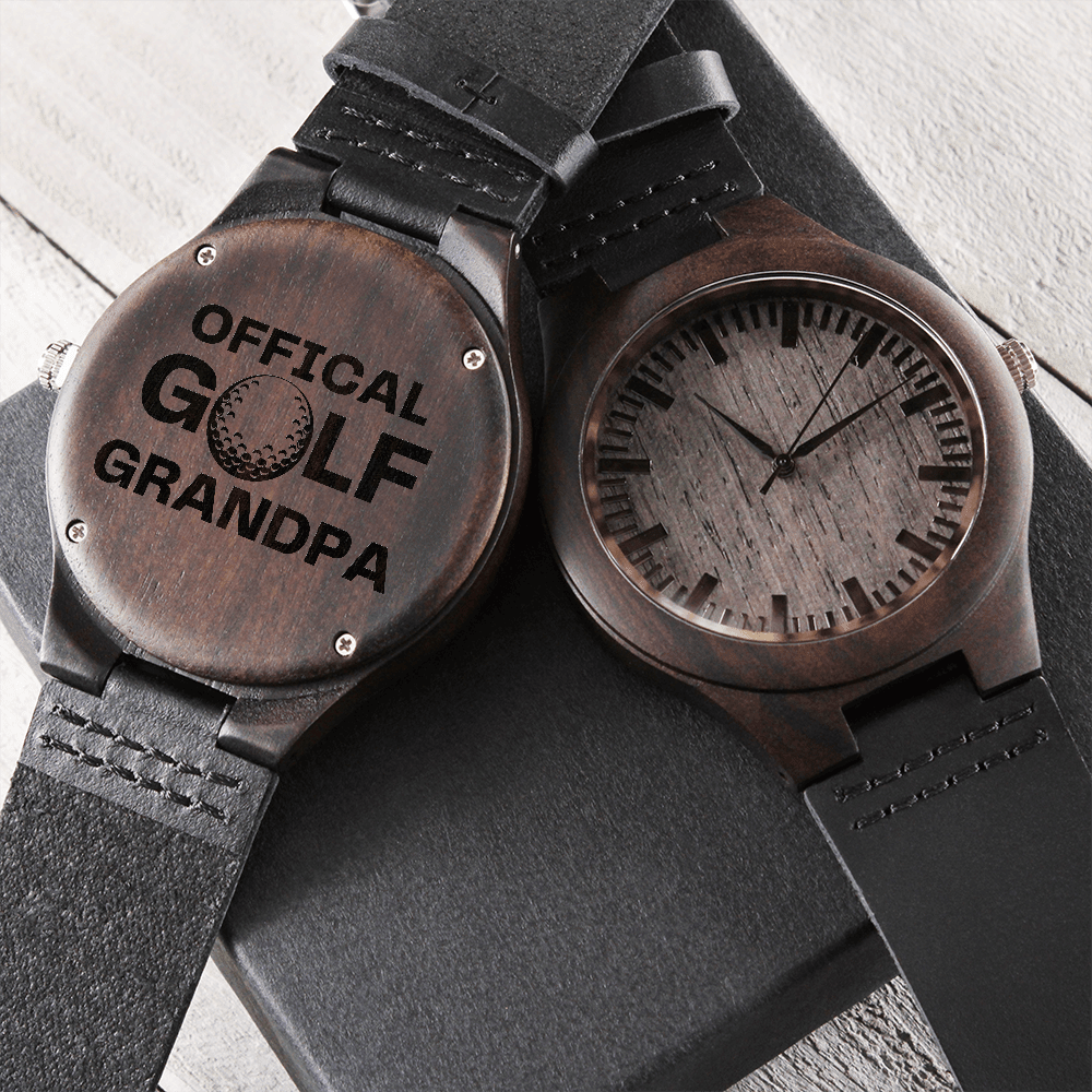 Official Golf Grandpa - Engraved Wooden Watch with Leather Band - Gift for Grandpa - Watches - Personalized Gift