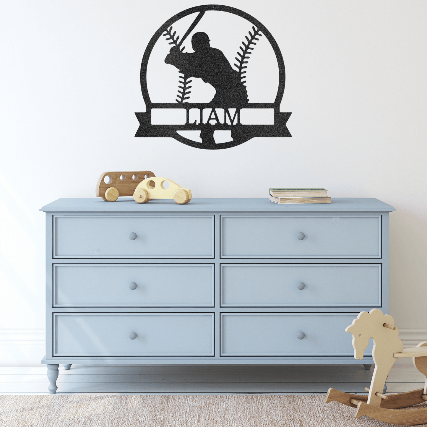 Players Silhouette - Custom Metal Baseball Sign - Playroom Sign, Gift for Baseball Player