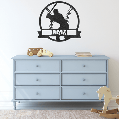 Players Silhouette - Custom Metal Baseball Sign - Playroom Sign, Gift for Baseball Player