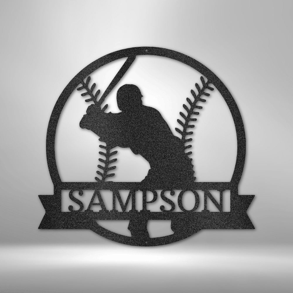 Players Silhouette - Custom Metal Baseball Sign - Playroom Sign, Gift for Baseball Player