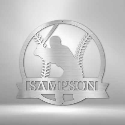 Players Silhouette - Custom Metal Baseball Sign - Playroom Sign, Gift for Baseball Player