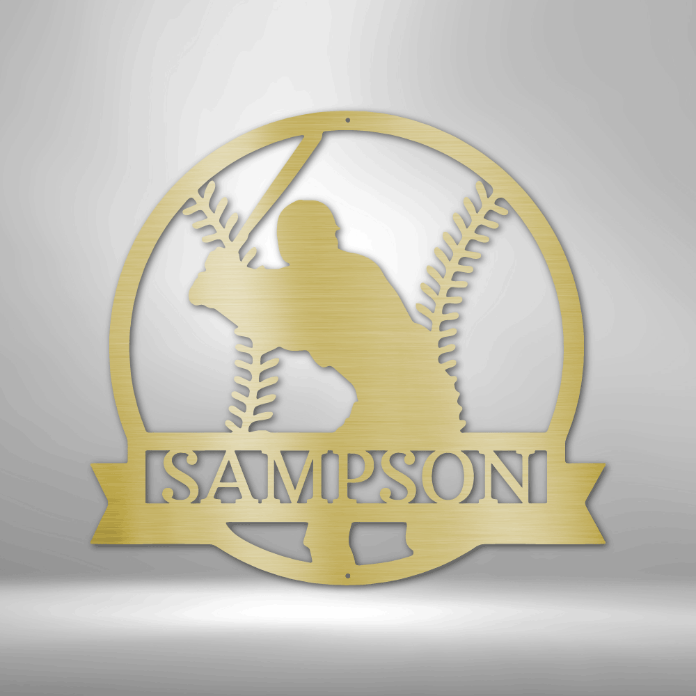 Players Silhouette - Custom Metal Baseball Sign - Playroom Sign, Gift for Baseball Player