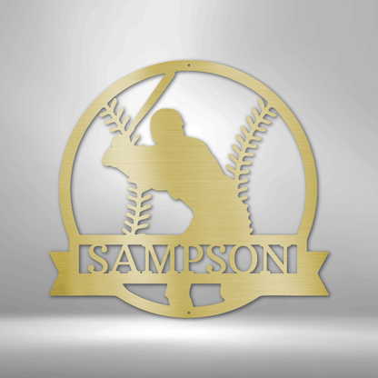 Players Silhouette - Custom Metal Baseball Sign - Playroom Sign, Gift for Baseball Player
