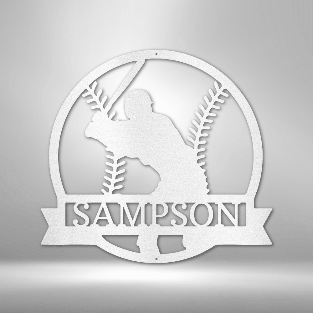 Players Silhouette - Custom Metal Baseball Sign - Playroom Sign, Gift for Baseball Player