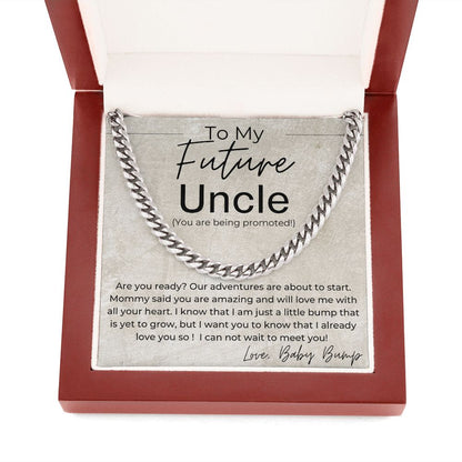 Promotion Time - Gift for Future Uncle, Pregnancy Announcement - Linked Chain Necklace - Jewelry - Personalized Gift