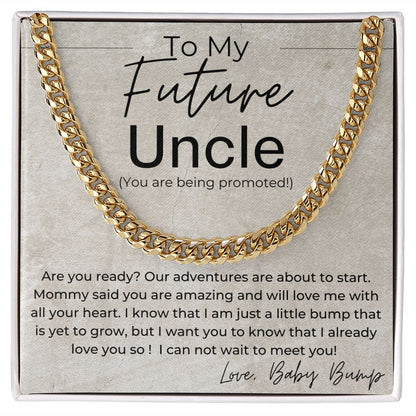 Promotion Time - Gift for Future Uncle, Pregnancy Announcement - Linked Chain Necklace - Jewelry - Personalized Gift