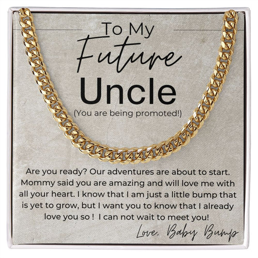 Promotion Time - Gift for Future Uncle, Pregnancy Announcement - Linked Chain Necklace - Jewelry - Personalized Gift