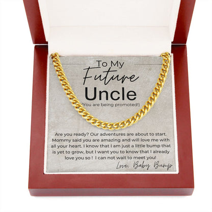 Promotion Time - Gift for Future Uncle, Pregnancy Announcement - Linked Chain Necklace - Jewelry - Personalized Gift