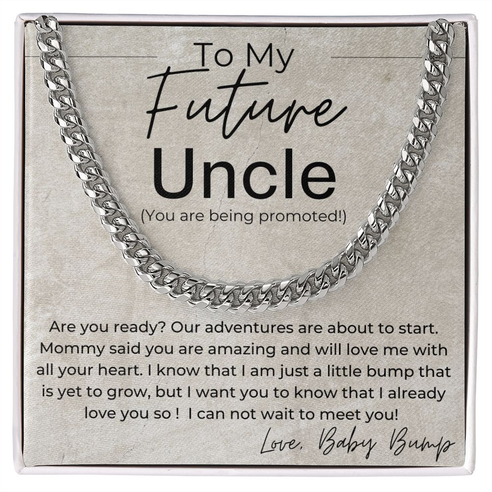 Promotion Time - Gift for Future Uncle, Pregnancy Announcement - Linked Chain Necklace - Jewelry - Personalized Gift