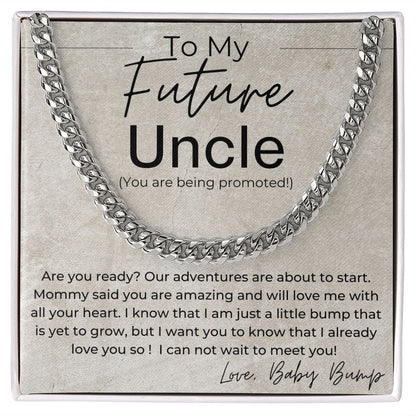 Promotion Time - Gift for Future Uncle, Pregnancy Announcement - Linked Chain Necklace - Jewelry - Personalized Gift