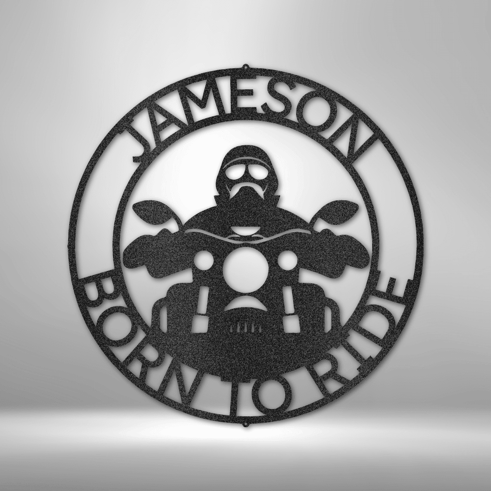 Rider with Stash | Personalized Motorcycle Metal Sign - Metal Wall Art - Personalized Gift