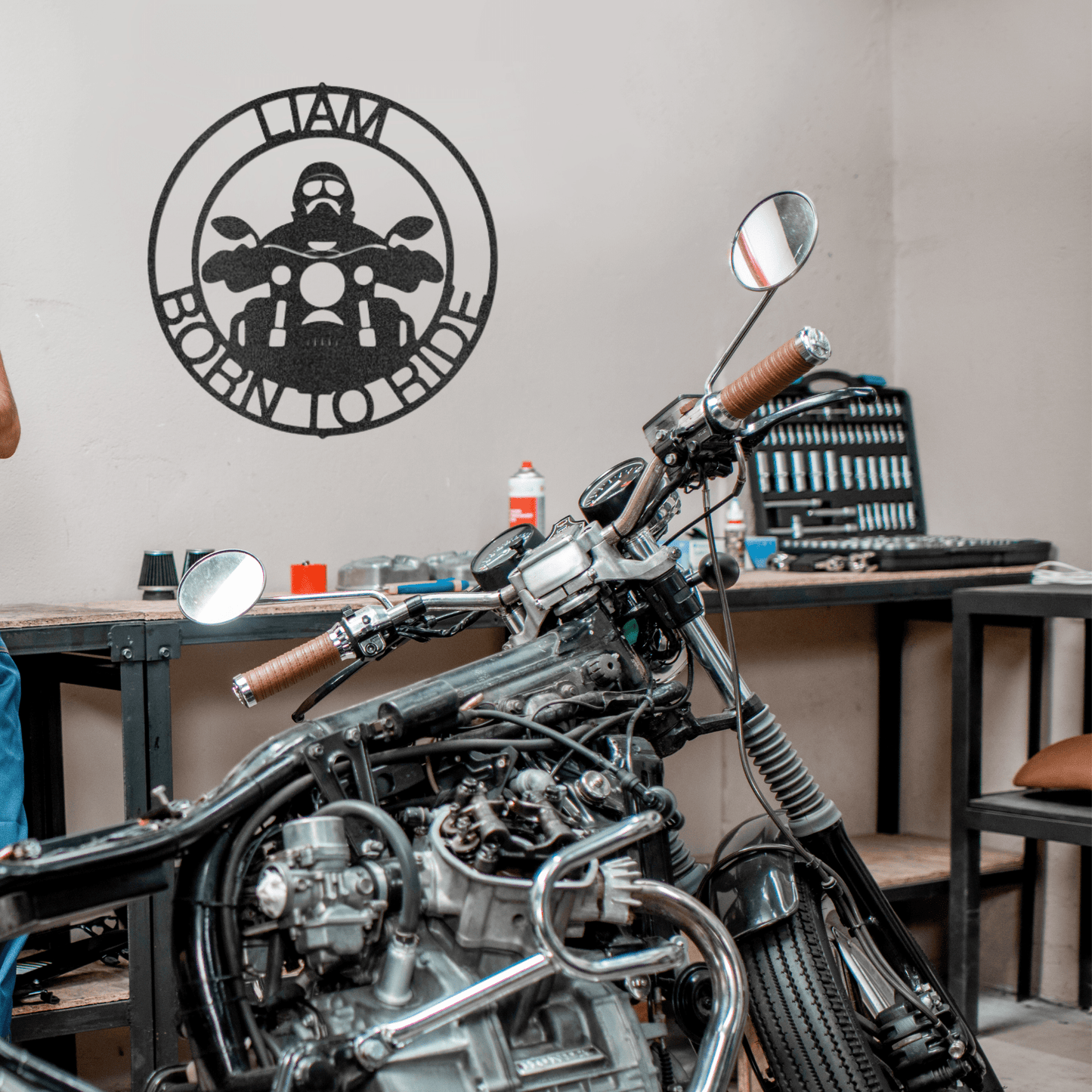 Rider with Stash | Personalized Motorcycle Metal Sign - Metal Wall Art - Personalized Gift