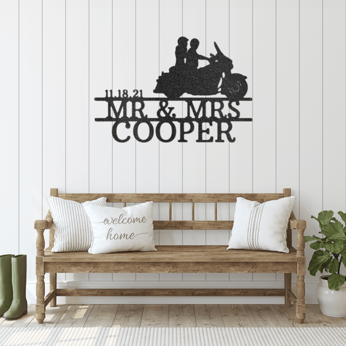 Riding Biker Couple | Personalized Motorcycle Metal Sign - Metal Wall Art - Personalized Gift