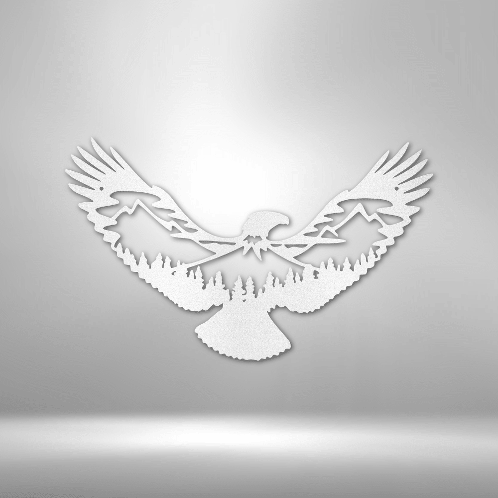 Soaring Eagle & Mountain Silhouette | Personalized Nature Metal Sign - Metal Wall Art - Personalized Gift