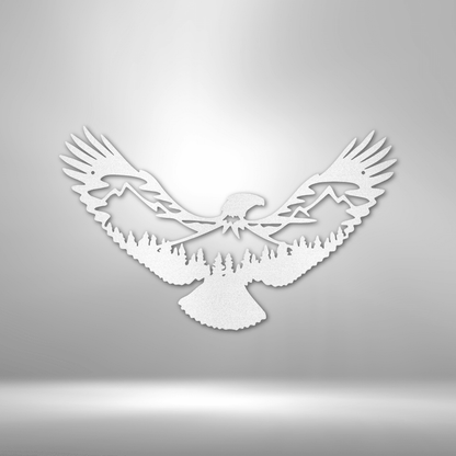 Soaring Eagle & Mountain Silhouette | Personalized Nature Metal Sign - Metal Wall Art - Personalized Gift