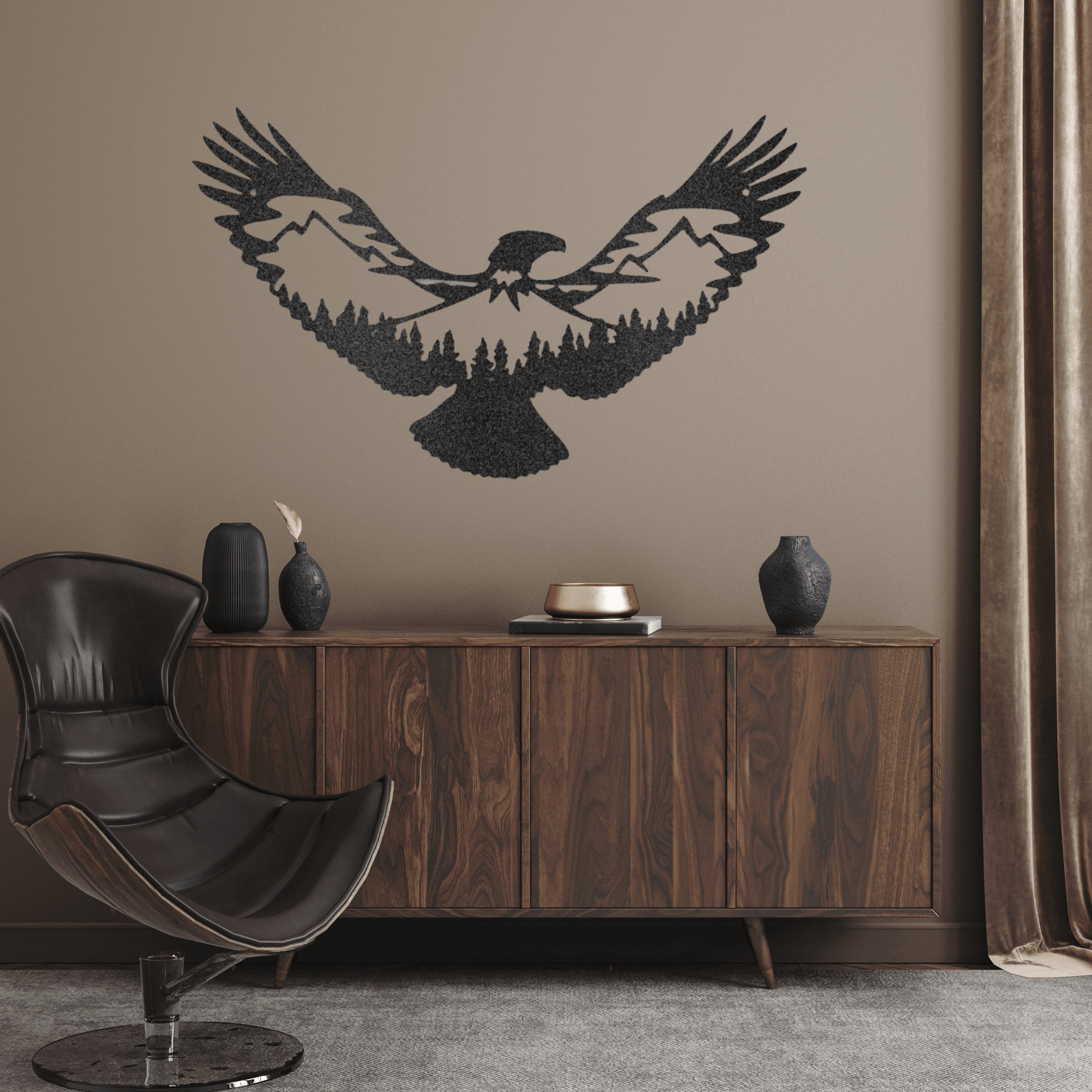 Soaring Eagle & Mountain Silhouette | Personalized Nature Metal Sign - Metal Wall Art - Personalized Gift