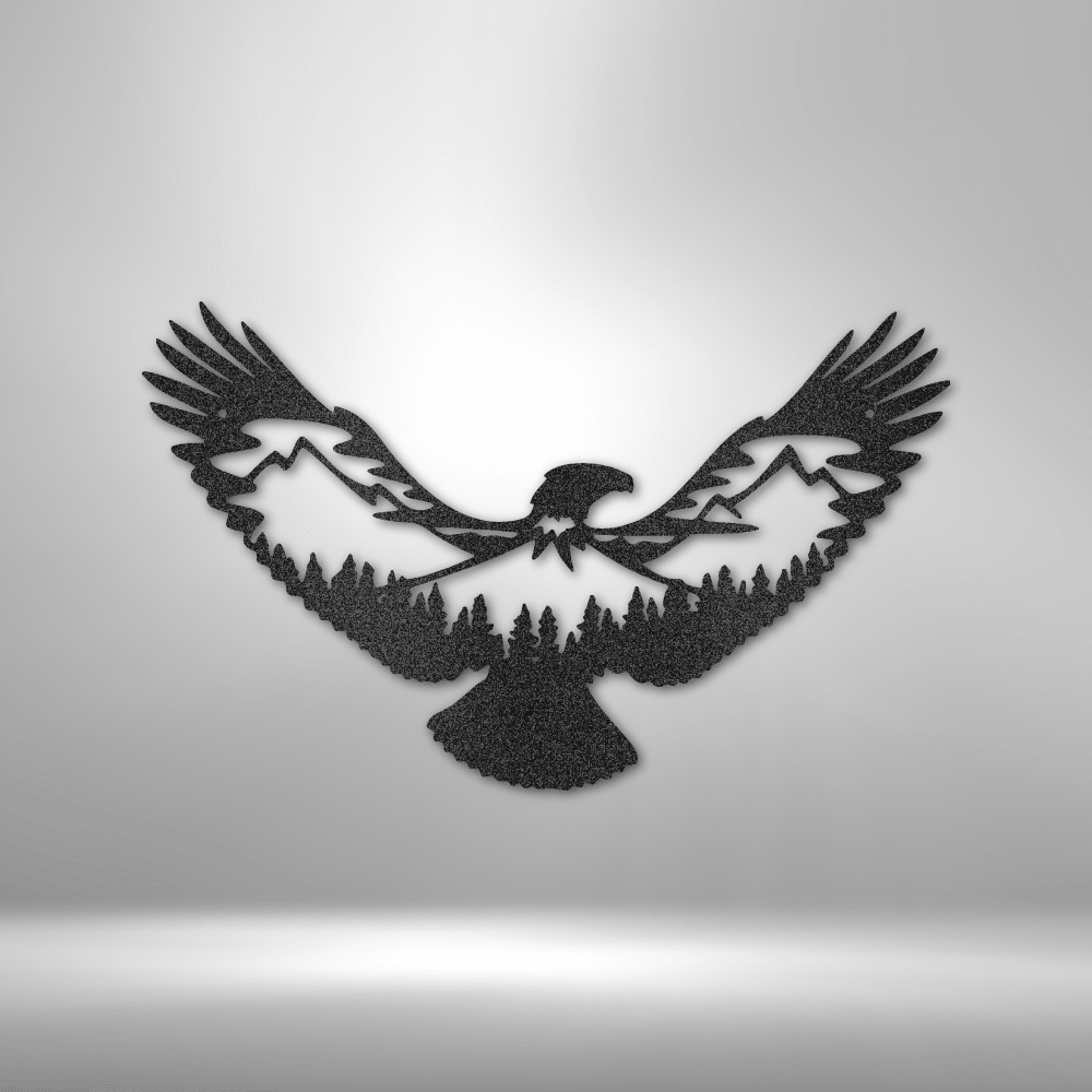 Soaring Eagle & Mountain Silhouette | Personalized Nature Metal Sign - Metal Wall Art - Personalized Gift
