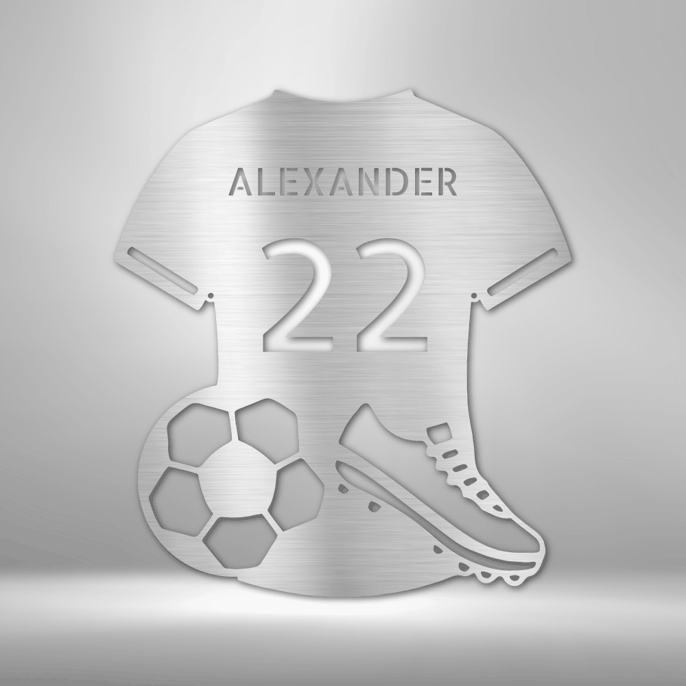 Soccer Jersey Monogram | Personalized Soccer Metal Sign - Metal Wall Art - Personalized Gift