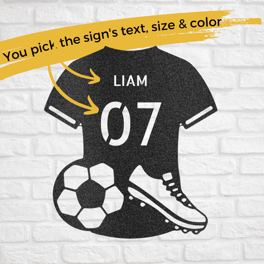 Soccer Jersey Monogram | Personalized Soccer Metal Sign - Metal Wall Art - Personalized Gift