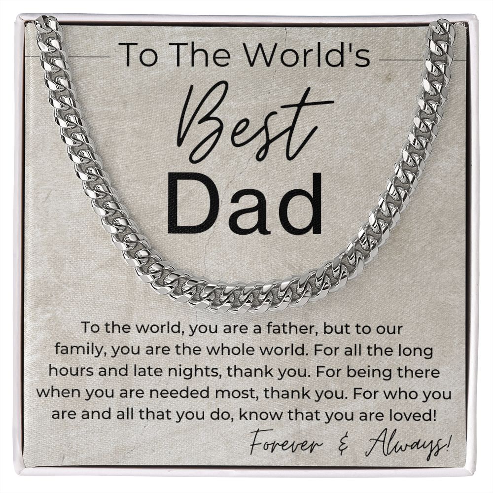 The World's Best Dad - Gift for Dad - Linked Chain Necklace - Jewelry - Personalized Gift