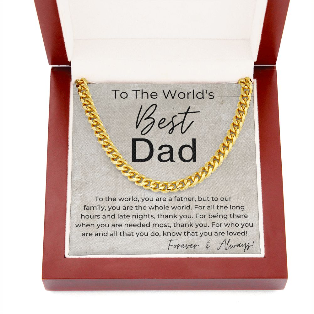 The World's Best Dad - Gift for Dad - Linked Chain Necklace - Jewelry - Personalized Gift