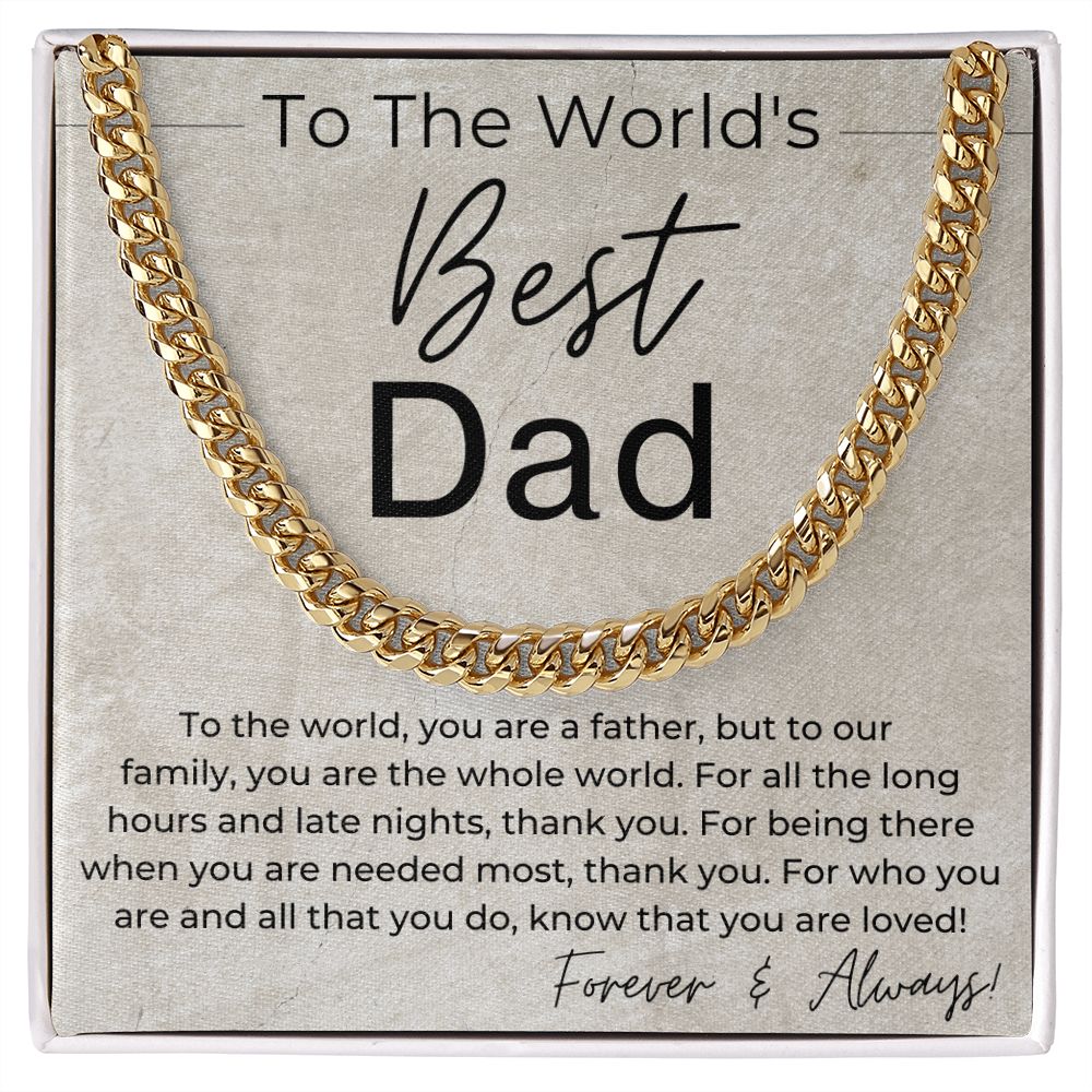 The World's Best Dad - Gift for Dad - Linked Chain Necklace - Jewelry - Personalized Gift