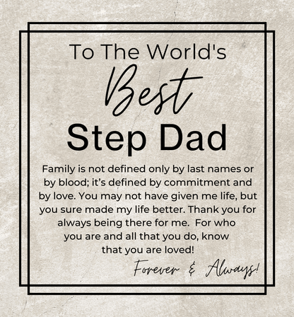 The World's Best Step Dad - Openwork Skeleton Watch + LED Watch Box - Gift for Step Dad - Jewelry - Personalized Gift