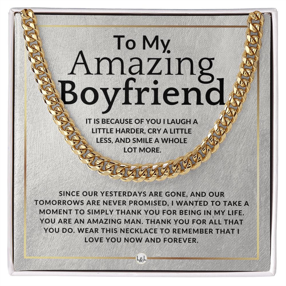 To My Boyfriend - Because Of You - Meaningful Valentine's Gift For Him - Romantic and Thoughtful Christmas, Birthday, or Anniversary Present - Jewelry - Personalized Gift