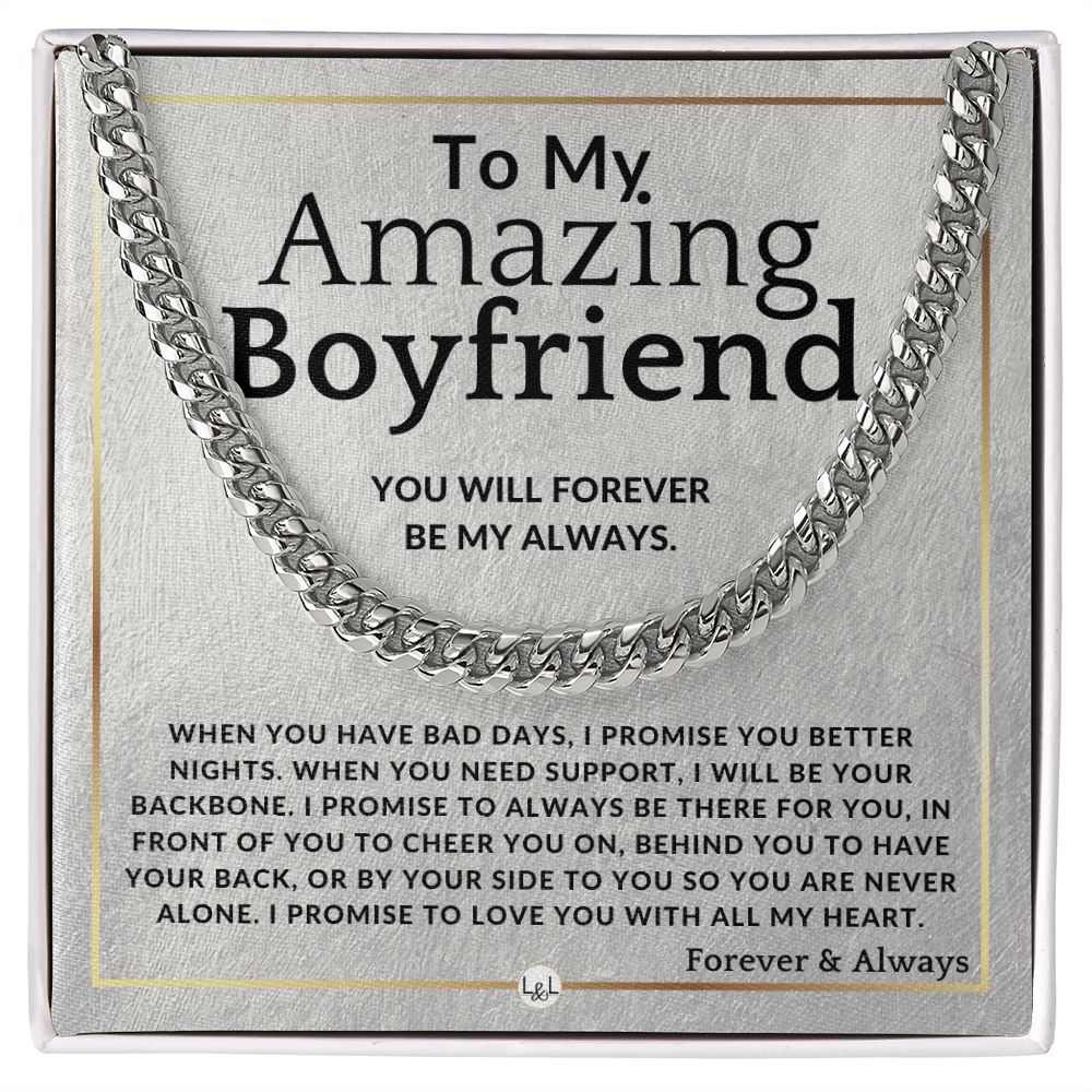 To My Boyfriend - Forever My Always - Meaningful Gift Ideas For Him - Romantic and Thoughtful Christmas, Valentine's Day Birthday, or Anniversary Present - Jewelry - Personalized Gift