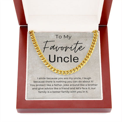 To My Favorite Uncle - Gift for Uncle - Linked Chain Necklace - Jewelry - Personalized Gift