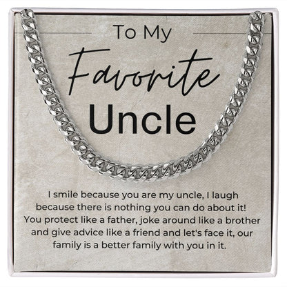 To My Favorite Uncle - Gift for Uncle - Linked Chain Necklace - Jewelry - Personalized Gift