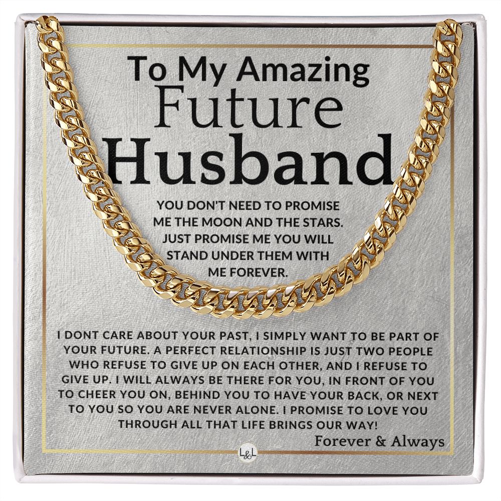 To My Future Husband - Moon And Stars - Meaningful Gift Ideas For Him - Romantic and Thoughtful Christmas, Valentine's Day Birthday, or Anniversary Present - Jewelry - Personalized Gift