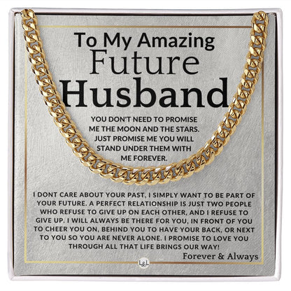 To My Future Husband - Moon And Stars - Meaningful Gift Ideas For Him - Romantic and Thoughtful Christmas, Valentine's Day Birthday, or Anniversary Present - Jewelry - Personalized Gift