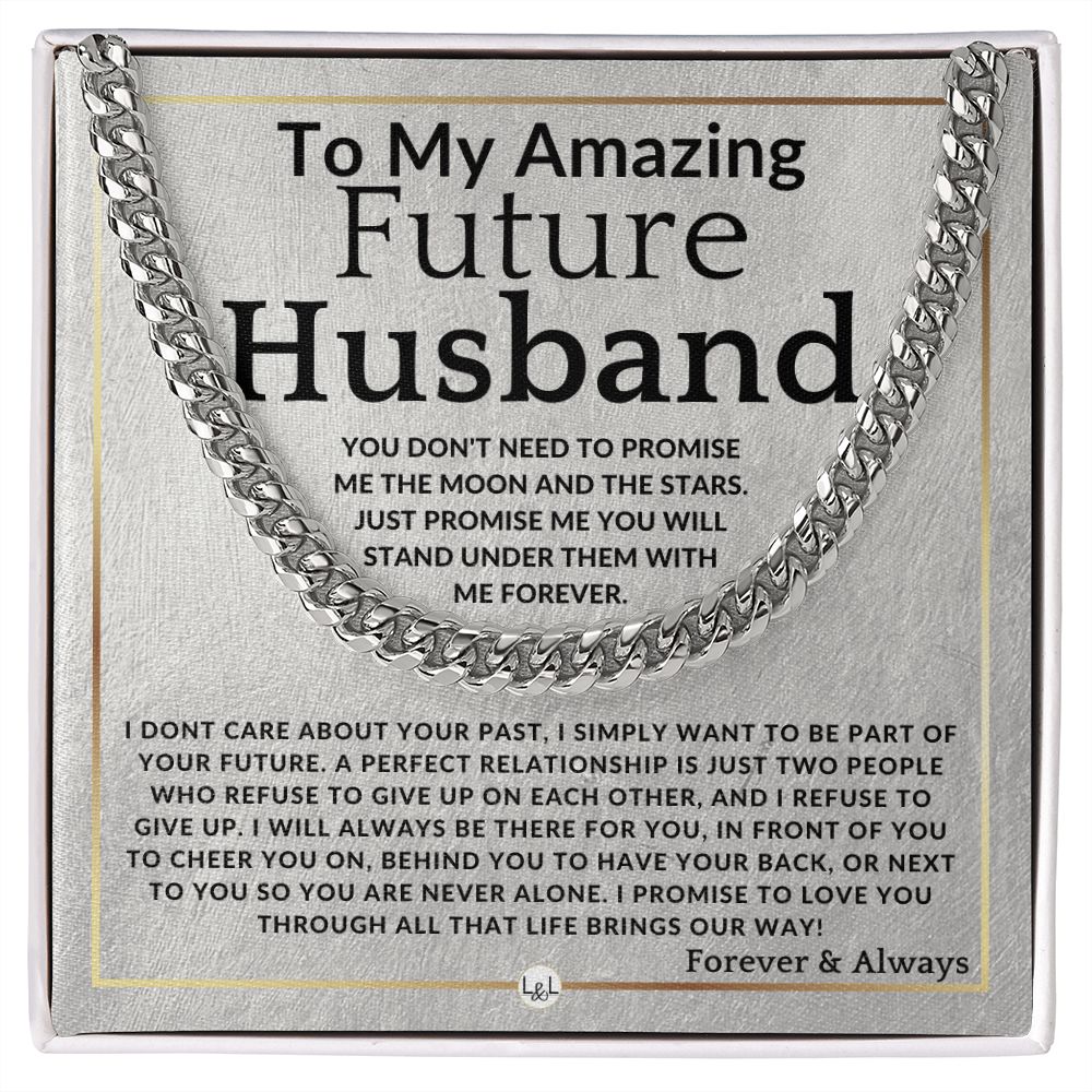 To My Future Husband - Moon And Stars - Meaningful Gift Ideas For Him - Romantic and Thoughtful Christmas, Valentine's Day Birthday, or Anniversary Present - Jewelry - Personalized Gift