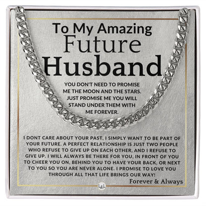 To My Future Husband - Moon And Stars - Meaningful Gift Ideas For Him - Romantic and Thoughtful Christmas, Valentine's Day Birthday, or Anniversary Present - Jewelry - Personalized Gift