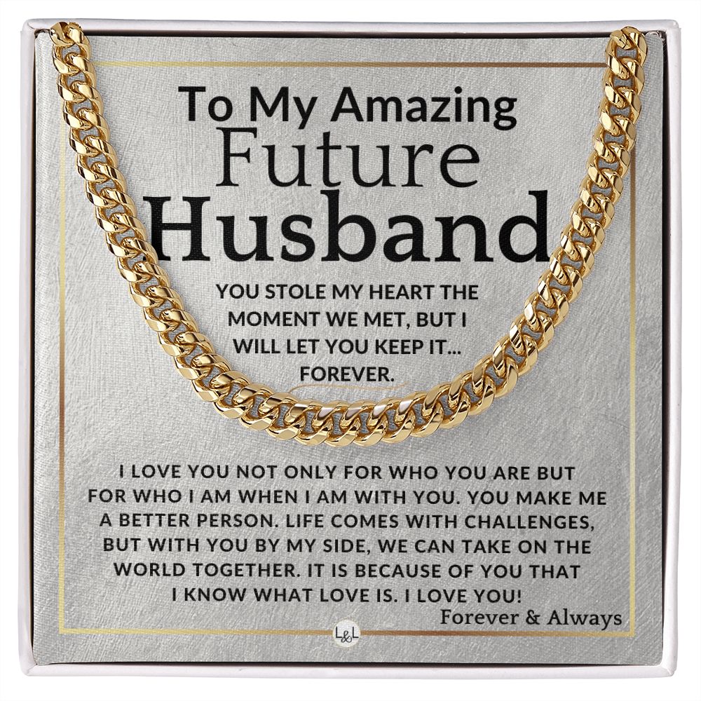 To My Future Husband - You Stole My Heart - Meaningful Gift Ideas For Him - Romantic and Thoughtful Christmas, Valentine's Day Birthday, or Anniversary Present - Jewelry - Personalized Gift