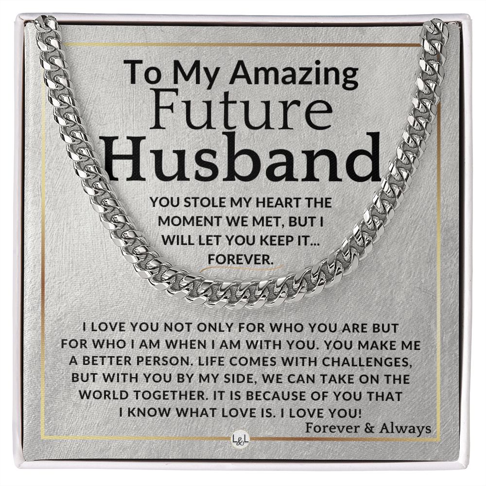 To My Future Husband - You Stole My Heart - Meaningful Gift Ideas For Him - Romantic and Thoughtful Christmas, Valentine's Day Birthday, or Anniversary Present - Jewelry - Personalized Gift
